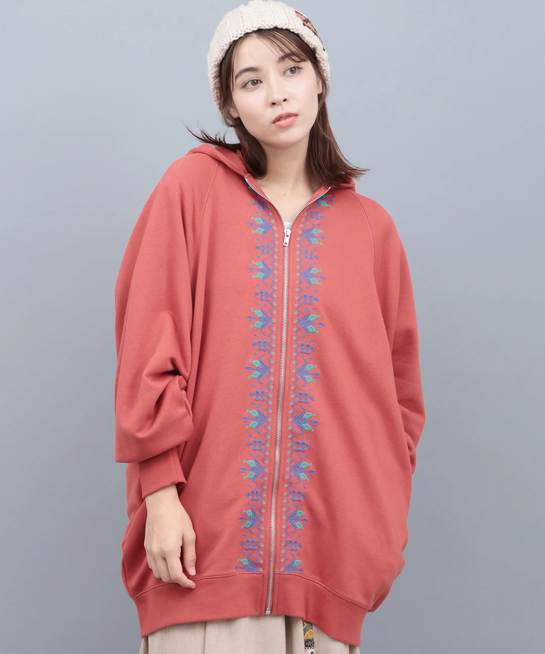 新品同様】マドモアゼルノンノン 麻100 牛革 七分袖 フルジップ