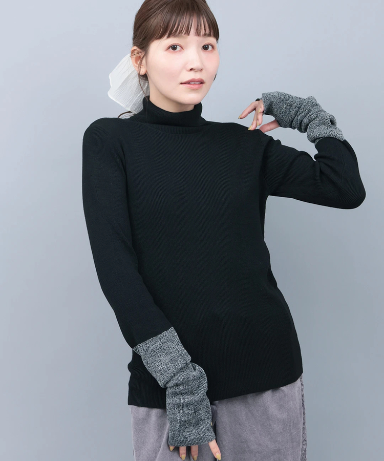 チチカカ |バイカラーリブタートルニット