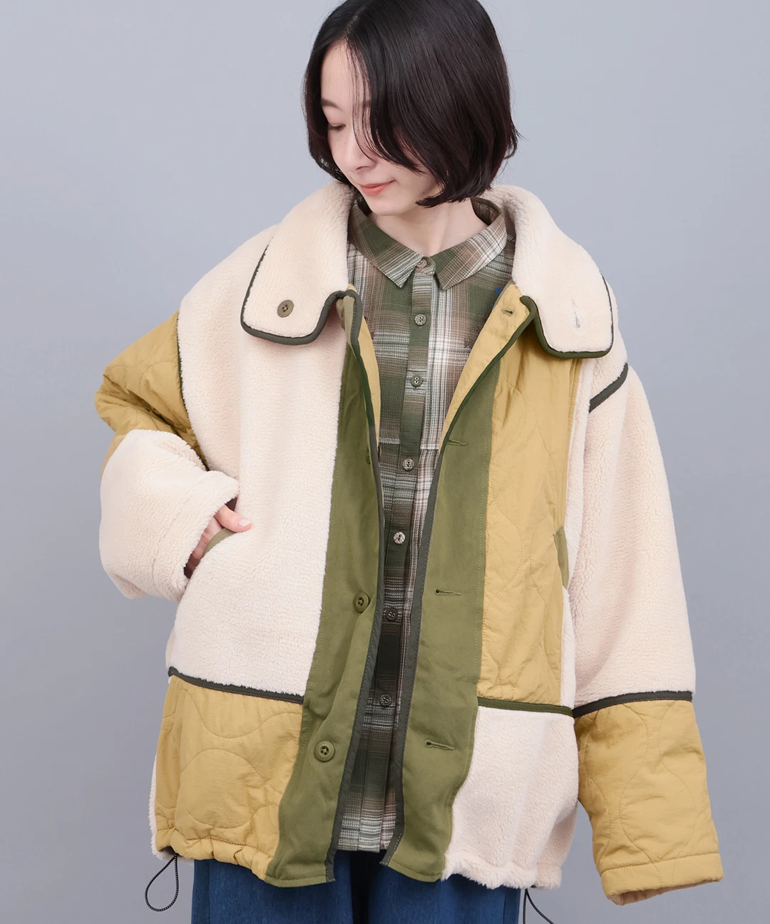 ボア×キルトリバーシブルブルゾン / ジャケット・ブルゾン