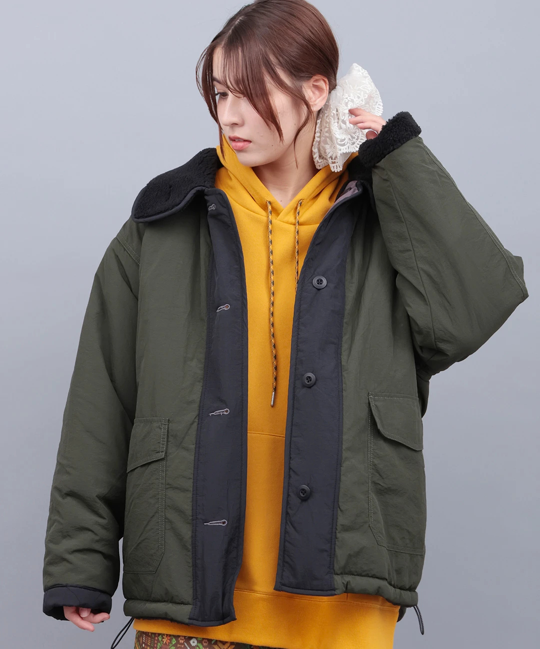 ボア×キルトリバーシブルブルゾン / ジャケット・ブルゾン