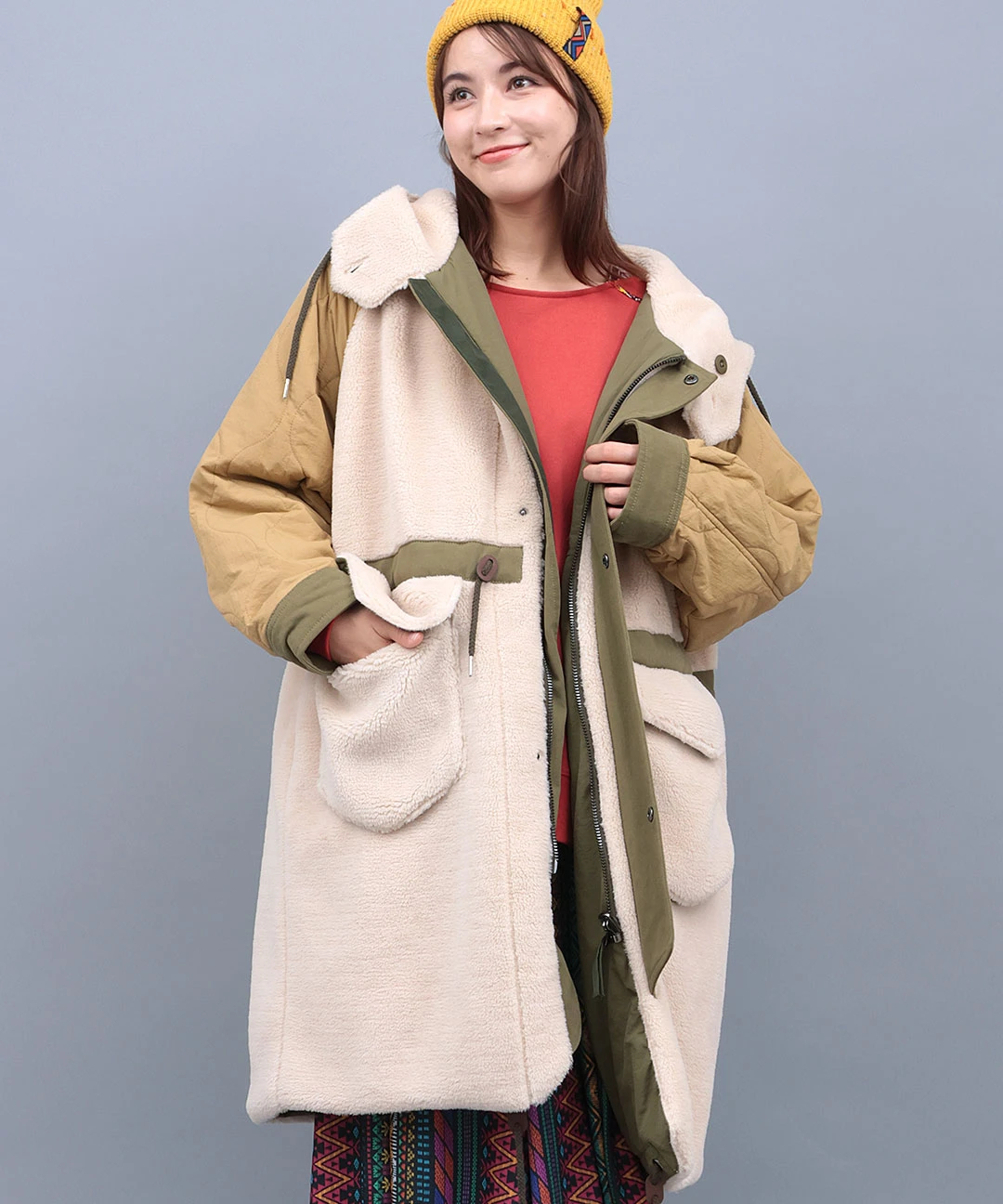 ボア×キルトリバーシブルコート / コート | エスニックファッション