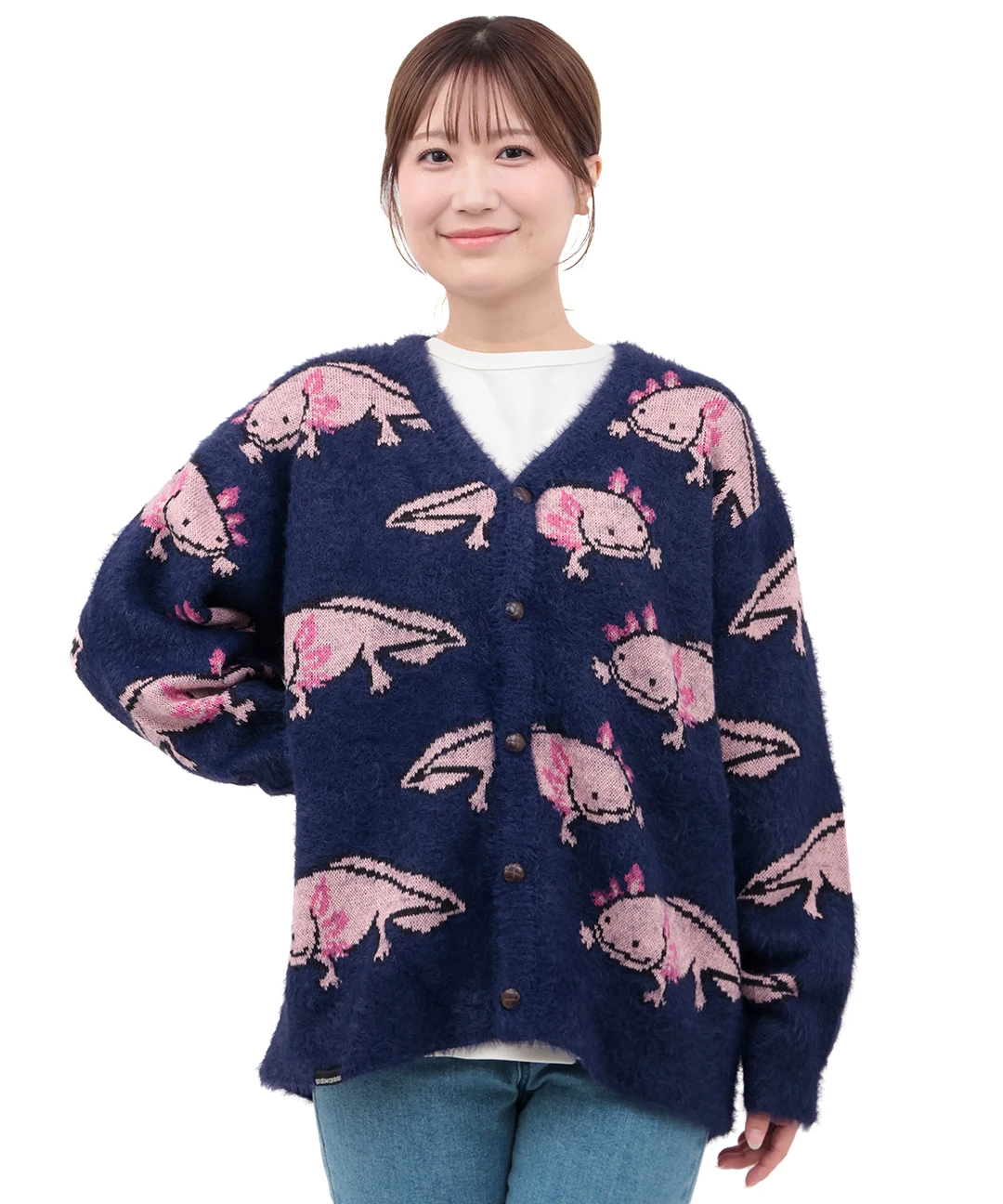 go slow caravan ウーパールーパー ジャカードニットカーディガン【WEB