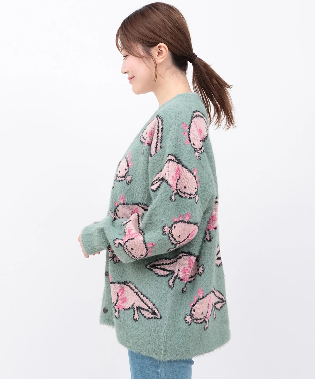 go slow caravan ウーパールーパー ジャカードニットカーディガン【WEB