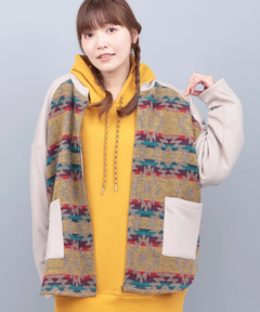 チチカカ |ジャカードコンビジップカーディガン
