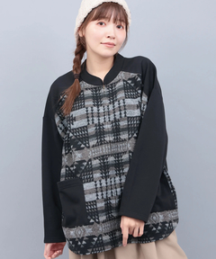 チチカカ |ジャカードコンビジップカーディガン