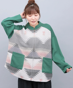 チチカカ |ジャカードコンビジップカーディガン