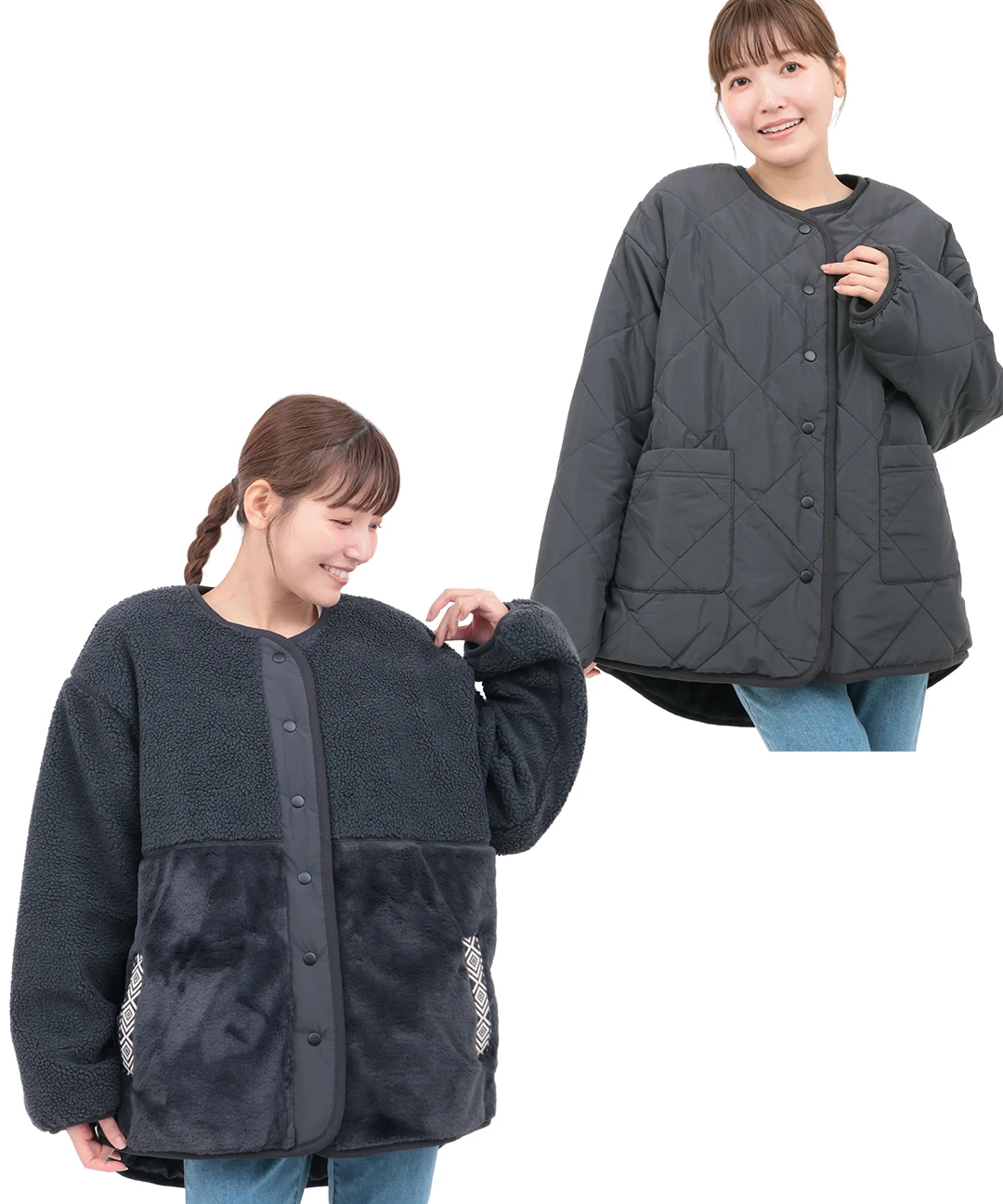 ボアコンビリバーシブルブルゾン / ジャケット・ブルゾン | エスニック