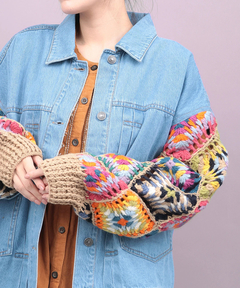 チチカカ |Rico ハンドクロシェスリーブデニムジャケット