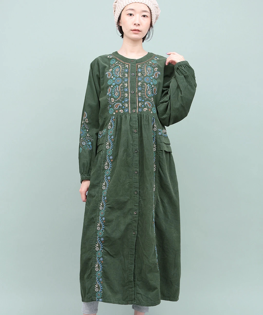 Rico ペイズリー刺繍コーデュロイワンピース / ワンピース