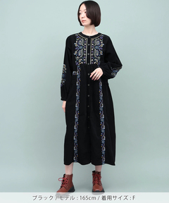 チチカカ |Rico ペイズリー刺繍コーデュロイワンピース