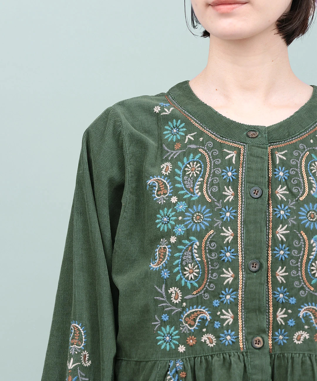 Rico ペイズリー刺繍コーデュロイワンピース / ワンピース