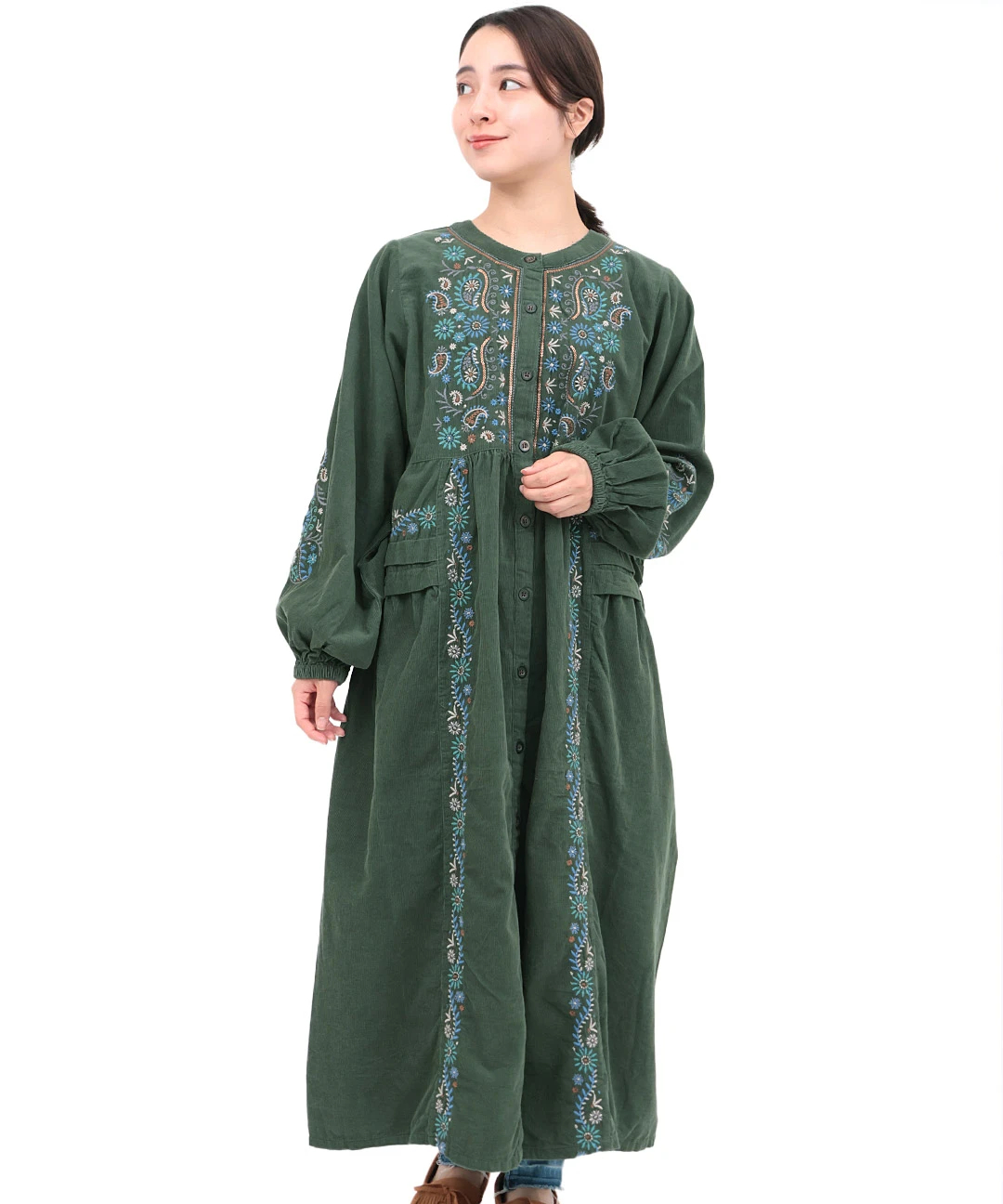 Rico ペイズリー刺繍コーデュロイワンピース / ワンピース