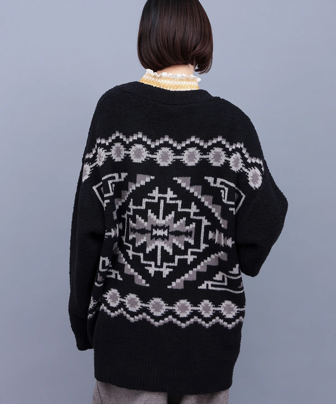 ◇ マリオンフォール ＊ニットカーディガン　羽織り　ウール　ナチュラル sakishimatokyo カーディガン ダイヤ柄ジャカードニット