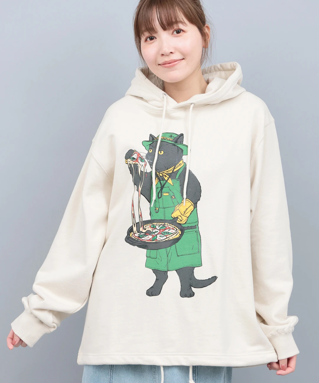 go slow caravan 裏毛スキレットピザ猫パーカー / スウェット