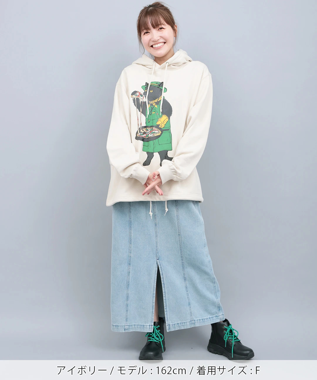 go slow caravan 裏毛スキレットピザ猫パーカー / スウェット