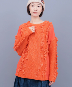 チチカカ |ケーブルフリンジコンビプルオーバー