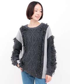 チチカカ |ケーブルフリンジコンビプルオーバー