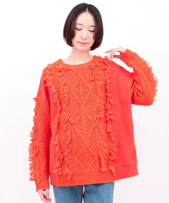 チチカカ |ケーブルフリンジコンビプルオーバー