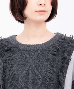 チチカカ |ケーブルフリンジコンビプルオーバー