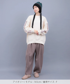 チチカカ |裏シャギーボア刺繍ポカクルーネックプルオーバー