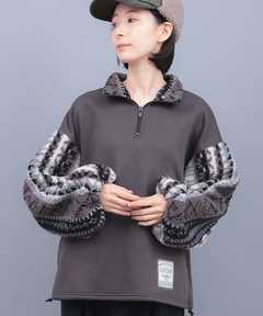 チチカカ |裏起毛×ボアスリーブハーフジッププルオーバー