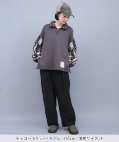 チチカカ |裏起毛×ボアスリーブハーフジッププルオーバー