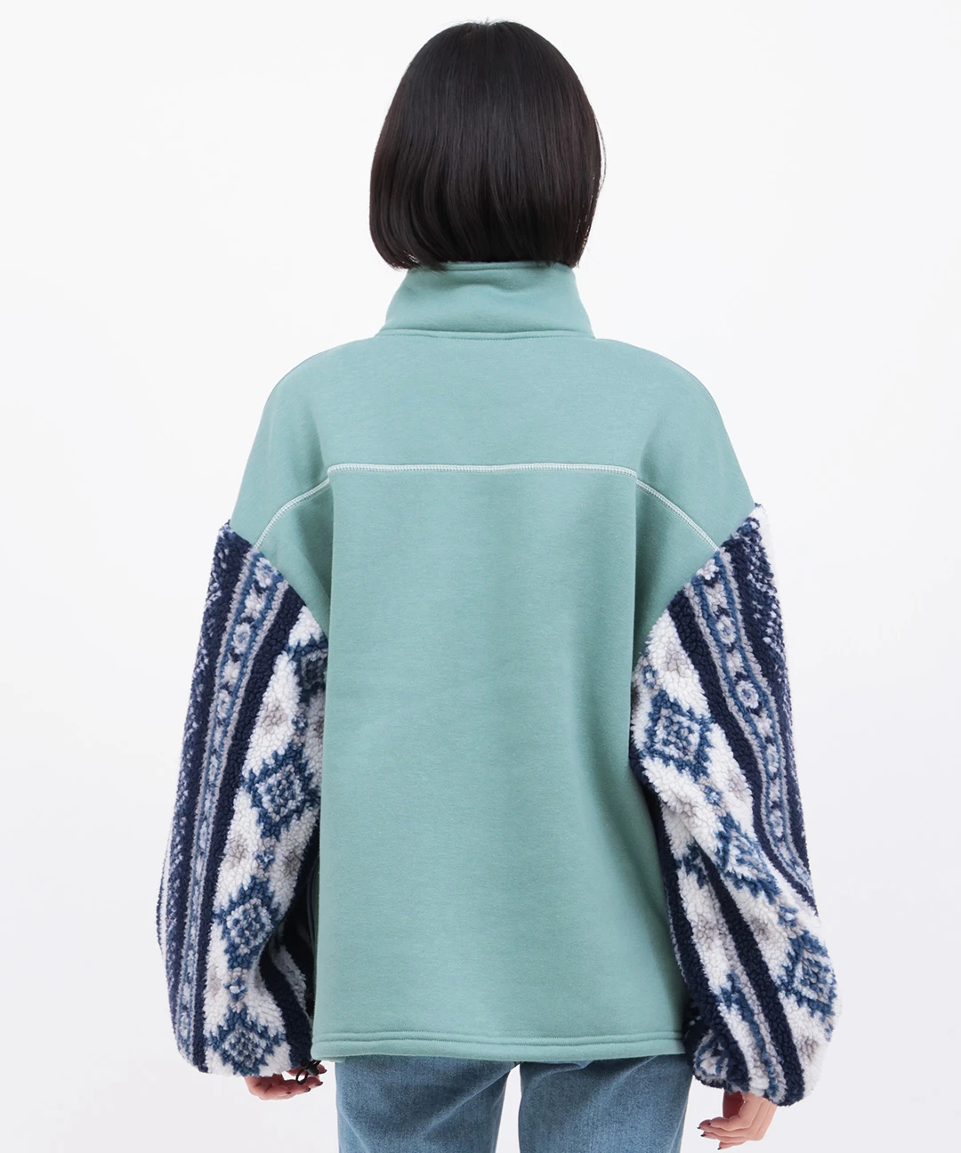 裏起毛×ボアスリーブハーフジッププルオーバー 【3月2日(月)15時までの