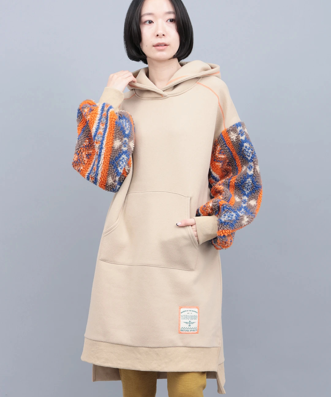 裏起毛×ボアスリーブフードワンピース / ワンピース | エスニック