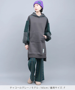 チチカカ |裏起毛×ボアスリーブフードワンピース