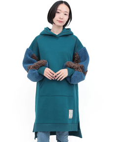 チチカカ |裏起毛×ボアスリーブフードワンピース