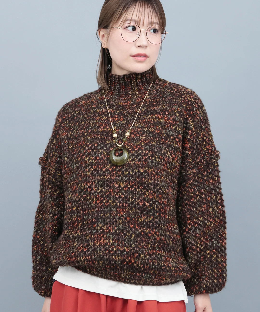 メランジハイネックニットプルオーバー / ニット・セーター