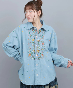 チチカカ |go slow caravan ライトデニムパネル刺繍シャツ【WEB限定】