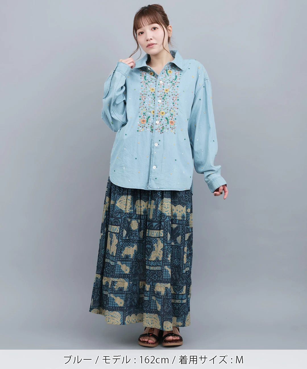 go slow caravan ライトデニムパネル刺繍シャツ【WEB限定】 / シャツ