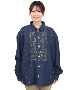 チチカカ |go slow caravan ライトデニムパネル刺繍シャツ【WEB限定】