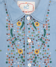 チチカカ |go slow caravan ライトデニムパネル刺繍シャツ【WEB限定】