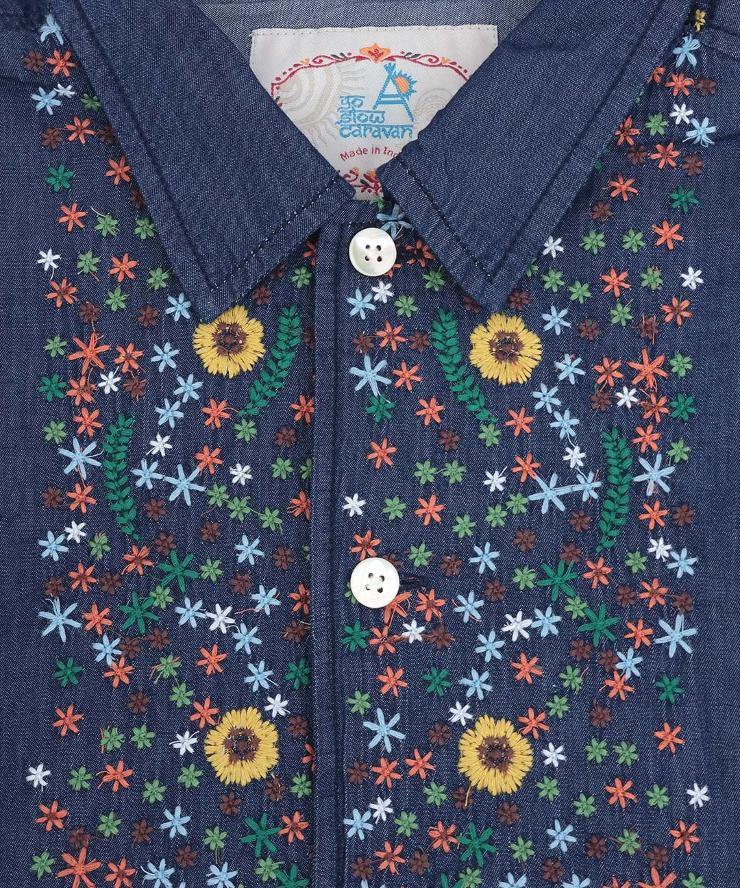 go slow caravan ライトデニムパネル刺繍シャツ【WEB限定】 / シャツ