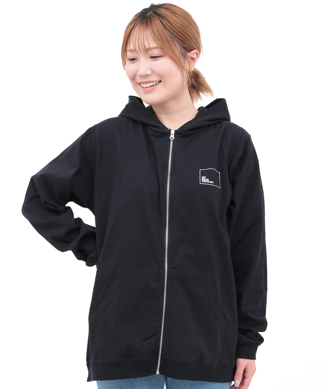 go slow caravan スクエアバックプリントジップパーカー【WEB限定