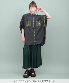 チチカカ |Rico ライトデニムメヒコタイル刺繍シャツ