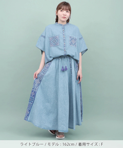 チチカカ |Rico ライトデニムメヒコタイル刺繍シャツ