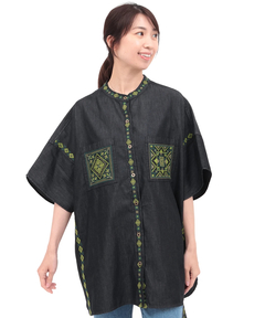 チチカカ |Rico ライトデニムメヒコタイル刺繍シャツ