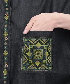 チチカカ |Rico ライトデニムメヒコタイル刺繍シャツ