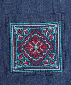 チチカカ |Rico ライトデニムメヒコタイル刺繍シャツ