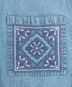 チチカカ |Rico ライトデニムメヒコタイル刺繍シャツ