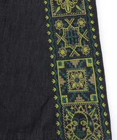 チチカカ |Rico ライトデニムメヒコタイル刺繍フレアスカート