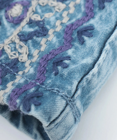 チチカカ |Rico ライトデニムメヒコタイル刺繍フレアスカート