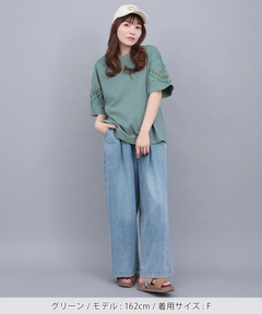 チチカカ |バンダナスリーブ刺繍Tシャツ