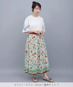 チチカカ |バンダナスリーブ刺繍Tシャツ