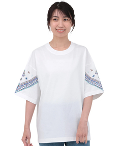 チチカカ |バンダナスリーブ刺繍Tシャツ