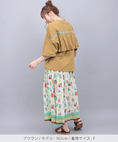 チチカカ |バックフレアコンチョ刺繍Tシャツ