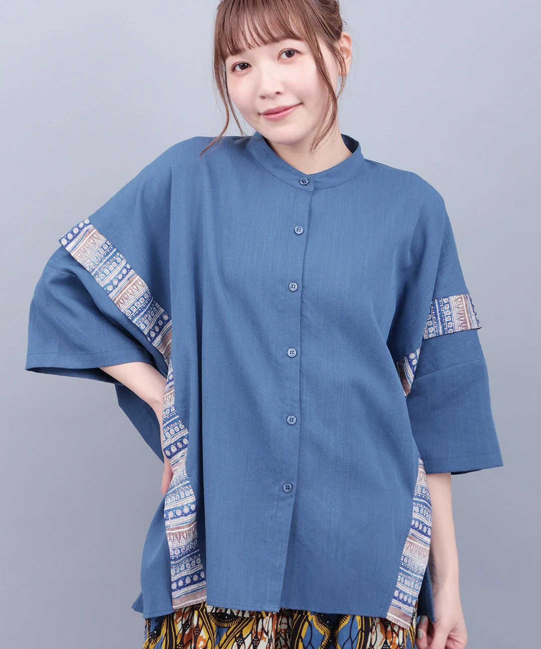 柄ライン切替シャツ / シャツ・ブラウス | エスニックファッション